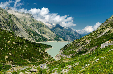Fototapeta na wymiar Grimselpass Dam, in Guttannen, Switzerland