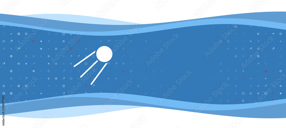 Aufkleber blue wavy banner with a white satellite symbol on the left. on the background there are small white 