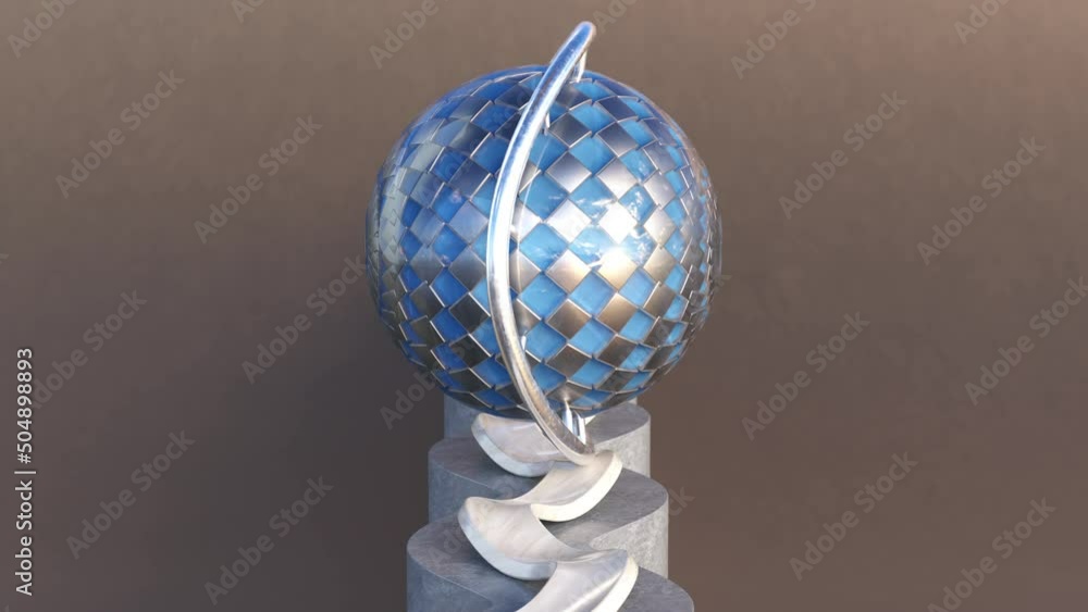 Poster 4k video animation. looped animated background of a sphere ball moving and sliding on a wavy line.