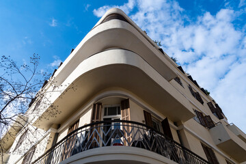 Bauhaus building in White City district of Tel Aviv