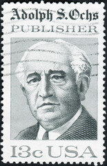 USA - CIRCA 1976: Postage stamp shows portrait of Adolph Ochs 