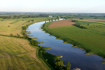 Fototapeta na wymiar River Elbe near Torgau seen from above