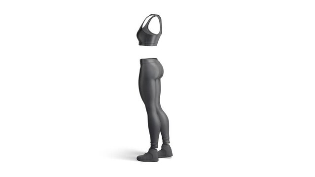 Blank black women sport uniform mockup, looped rotation