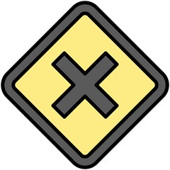 Obraz premium Cross sign con, traffic sign vector illustration