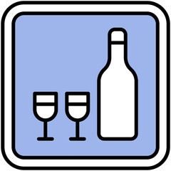 Bottle and glass sign icon, wayfinding sign vector