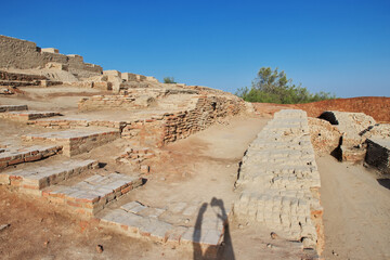 Mohenjo daro ruins close Indus river in Larkana district, Sindh, Pakistan