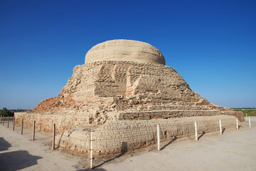 Mohenjo daro ruins close Indus river in Larkana district, Sindh, Pakistan