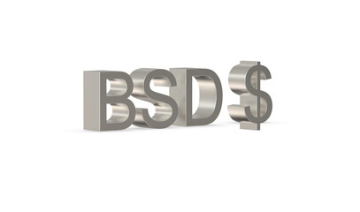 Bahamian Dollar, BSD, Currency symbol of Bahama in metallic Silver