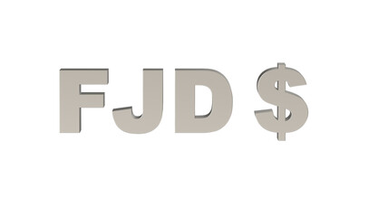 Fijian Dollar, FJD, Currency symbol of Fiji in metallic Silver