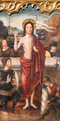 VALENCIA, SPAIN - FEBRUAR 14, 2022: The painting of Resurrection  on the side altar of St. Michael...