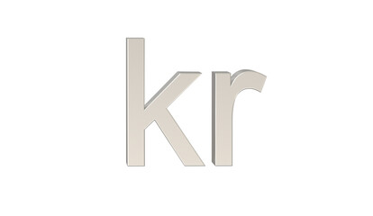 Norwegian krone, NOK, currency of Norway in metallic Silver 