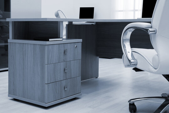 workplace with desk in modern office