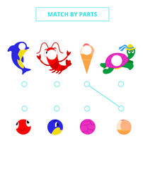 Match cute cartoon pictures by parts.
