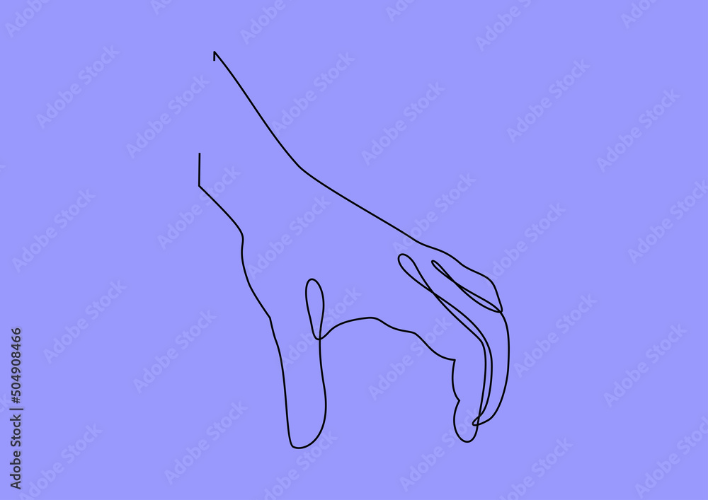 Poster empty hand icon keeping something- continuous line drawing