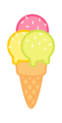 Ice cream in a waffle cup. Sweet Food Icon. Vector illustration