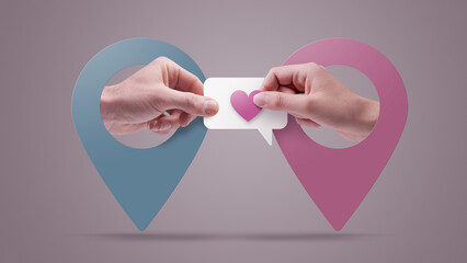 Couple sharing love messages online