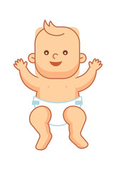 Newborn baby in diaper. Vector illustration