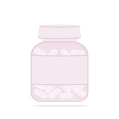 Bottle and pills isolated on white background