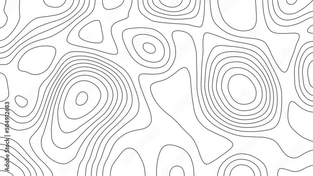 Poster abstract animated outline topographic map. moving waves on white background. 4k looped animation. 4k