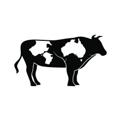 australian cow colorful silhouette logo or icon