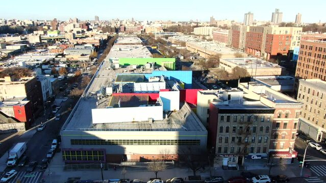 Aerial Side View Shot of Bathgate High School in the Bronx