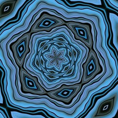 creative use of diagonal parallel brightly coloured blue and grey stripes on a black background