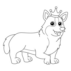 Corgi Dog Coloring Page Isolated for Kids