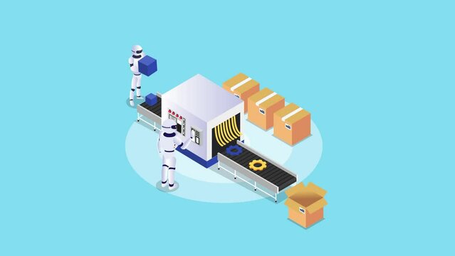 Two robots working in the factory