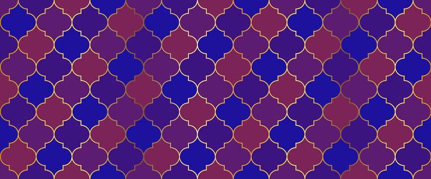 Ramadan Kareem Islamic Decoration. Ramadan Traditional Mosque Golden Tile.