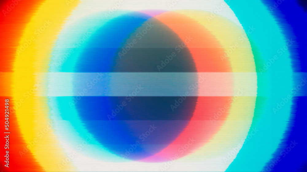 Poster rgb distorted digital colorful cirlcles vignette ramp data glitch abstract bright background