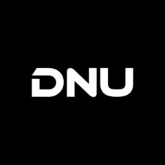 DNU letter logo design with black background in illustrator, vector logo modern alphabet font overlap style. calligraphy designs for logo, Poster, Invitation, etc.