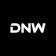 DNW letter logo design with black background in illustrator, vector logo modern alphabet font overlap style. calligraphy designs for logo, Poster, Invitation, etc.