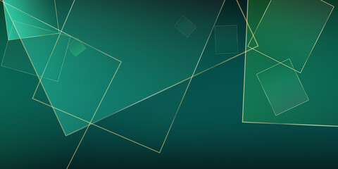 Green Business Invite with Gold Shapes. Christmas Shiny Background. Silver Velvet Geo Frame. Emerald Gold Wallpaper. Silver Falling Triangular Border. 3D Abstract Polygonal Squares Design.