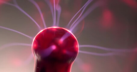 Closeup of plasma ball against dark background