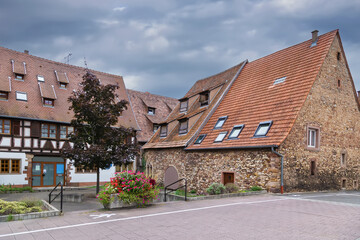 Street in Obermai, Alsace, France