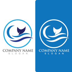 Wave beach logo ocean vector template