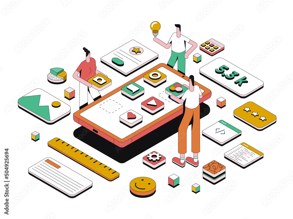 Canvas Prints modern isometric illustration design -app development