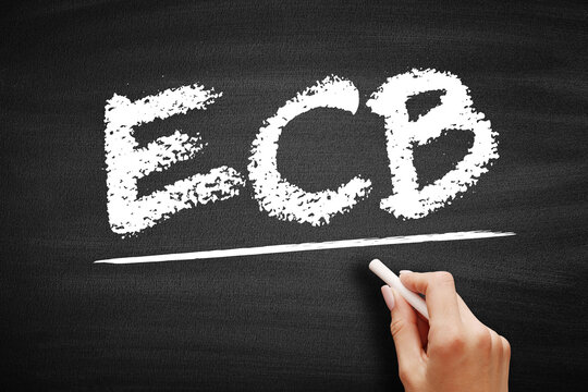 ECB European Central Bank - Prime Component Of The Eurosystem And The European System Of Central Banks, Acronym Concept On Blackboard