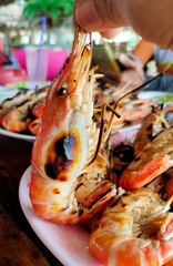 grilled shrimp on a grill