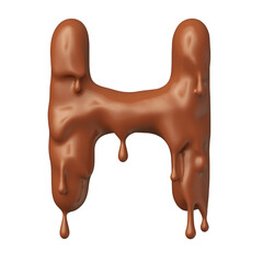 Letter H chocolate in 3d render realistic