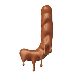 Letter J chocolate in 3d render realistic