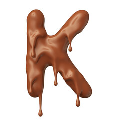 Letter K chocolate in 3d render realistic
