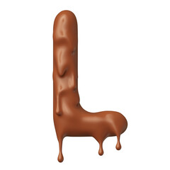 Letter L chocolate in 3d render realistic