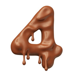 Number 4 chocolate in 3d render realistic
