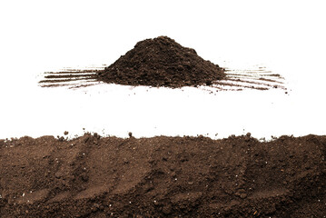 Black land for plant isolated on white background. Frame.