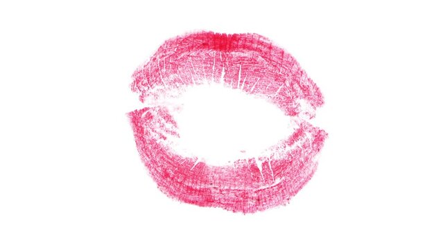 Lipstick kiss print on white background