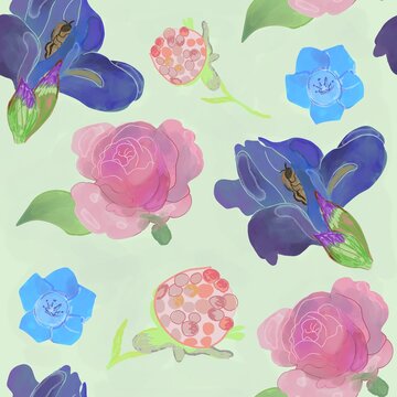 Floral seamless pattern, spring pattern greeting card