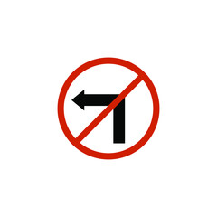 no left turn road sign vector icon illustration sign 
