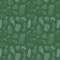 Seamless pattern background of hand drawn doodle fresh vegetable 