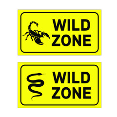 wild zone area sign scorpion, snake sign, vector